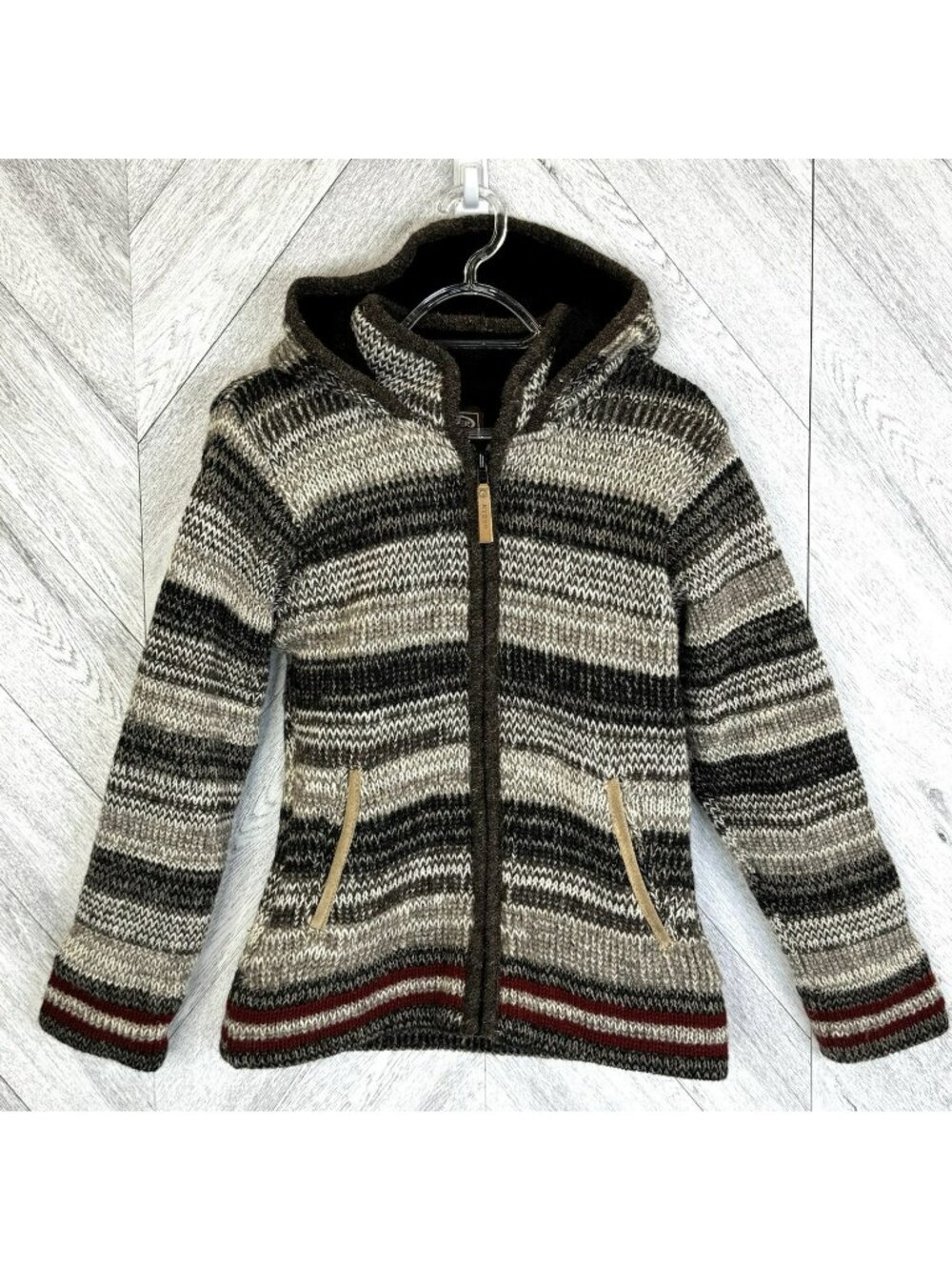 Kyber Wool Lined Full Zip Hooded Jacket Womens Size Small Kint Thick Warm